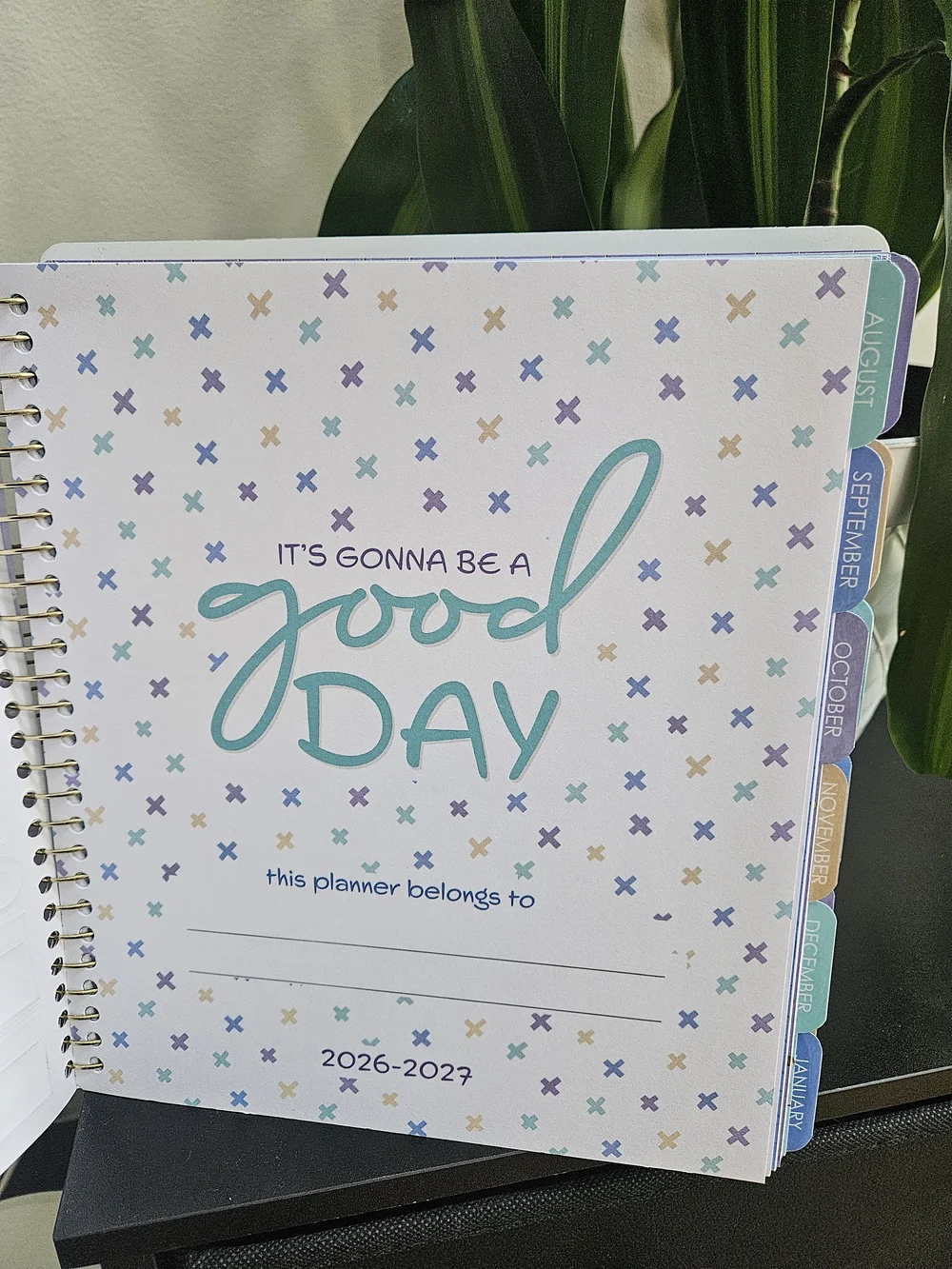 2027 Floral Spiral Planner with Pink Elastic W/dividers